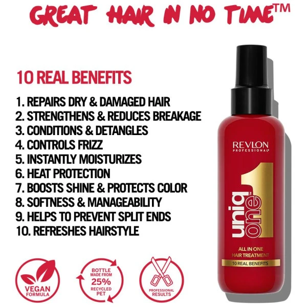 3 sprays 10-en-1 original UniqOne Revlon 150ML 3 Sprays 10-en-1 Original UniqOne Revlon 150ML -Produits Capillaires 3 sprays 10 en 1 original uniqone revlon 150ml 3