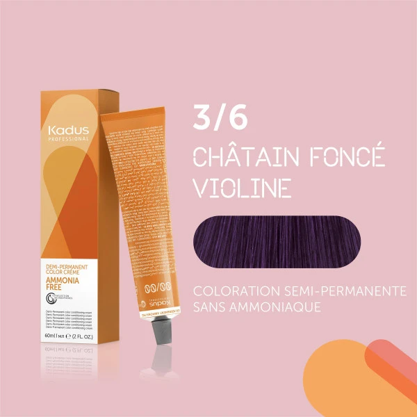 Coloration semi-permanente sans ammoniaque 3/6 châtain foncé violine Kadus 60ML Coloration Semi-permanente Sans Ammoniaque 3/6 Châtain Foncé Violine Kadus 60ML -Produits Capillaires coloration semi permanente sans ammoniaque 36 chatain fonce violine kadus 60ml 2