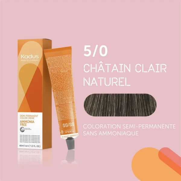 Coloration semi-permanente sans ammoniaque 5/0 châtain clair naturel Kadus 60ML Coloration Semi-permanente Sans Ammoniaque 5/0 Châtain Clair Naturel Kadus 60ML -Produits Capillaires coloration semi permanente sans ammoniaque 50 chatain clair naturel kadus 60ml 2