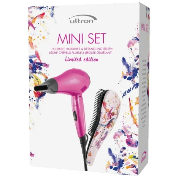 Pack Mini Sèche-cheveux Ultron + Brosse D-méli-mélo summer splash Pack Mini Sèche-cheveux Ultron + Brosse D-méli-mélo Summer Splash -Produits Capillaires pack mini seche cheveux ultron brosse d meli melo summer splash