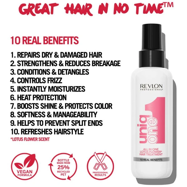 Spray 10-en-1 lotus UniqOne Revlon 150ML Spray 10-en-1 Lotus UniqOne Revlon 150ML -Produits Capillaires spray 10 en 1 lotus uniqone revlon 150ml 3